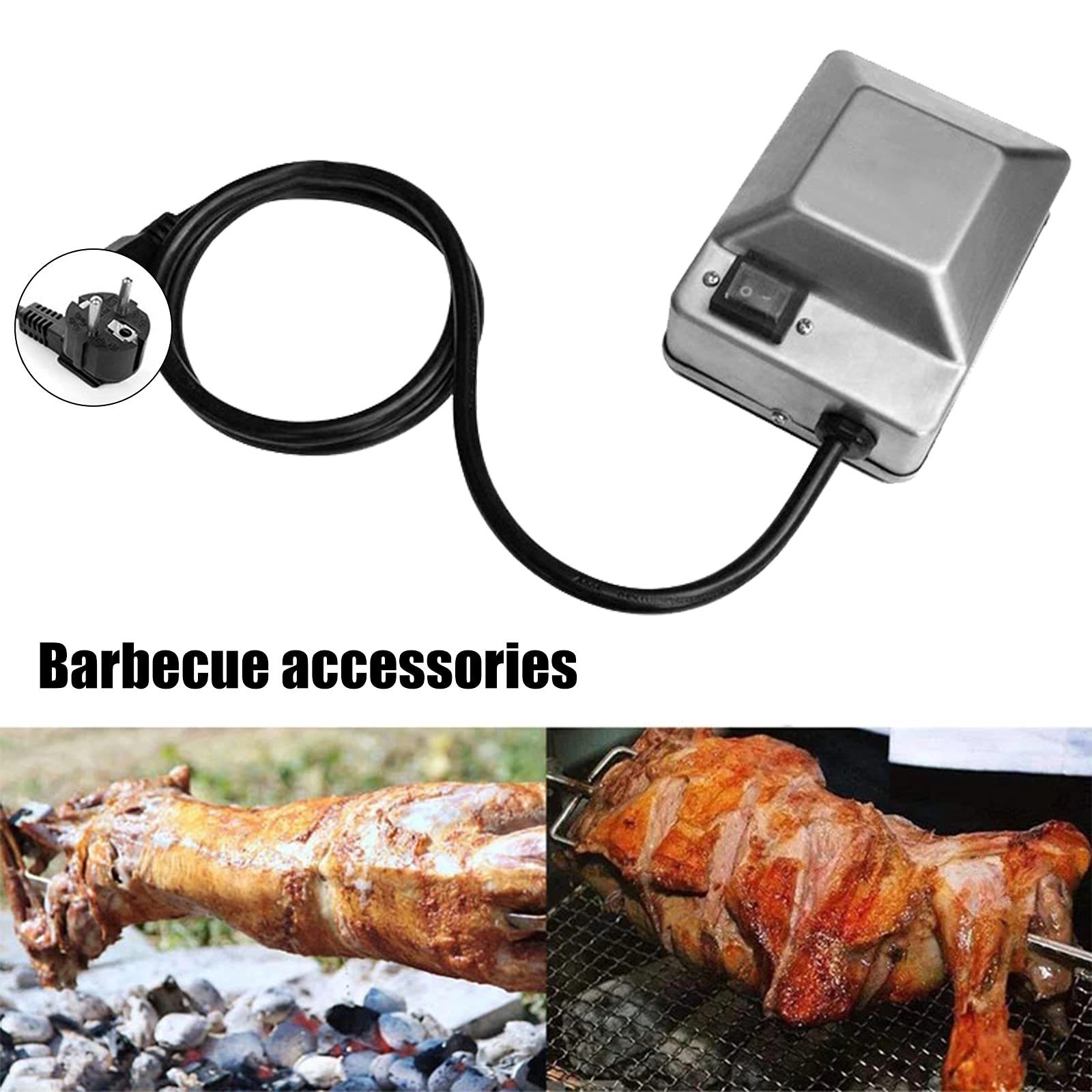 Motor de parrilla de acero inoxidable, pincho de motor, parrilla de acero inoxidable, para exteriores, parrilla eléctrica de kebab, barbacoa de picnic.