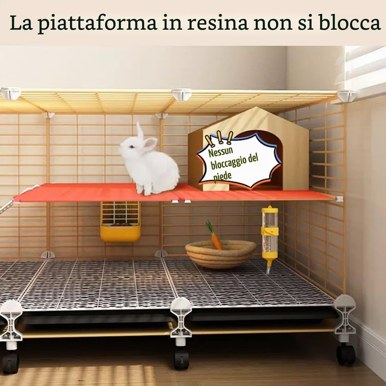 Gabbia per Conigli, Gabbia per Porcellini D'India, Gabbie Metalliche per Piccoli Animali, Facili da Pulire, Rotelle con Serratura di Sicurezza(70 * 35 * 53cm)