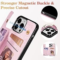 Vista 183 de UEEBAI Funda tipo cartera para iPhone 15 Pro Max con tarjetero, cubierta de cuero PU con soporte, bloqueo RFID, doble cierre magnético, relieve