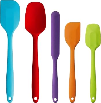 Kodreat 5 Pieces Silicone Spatula Set BPA Free Non Stick Rubber Spatula Heat Resistant Set Ideal for Baking Cooking Mixing Di