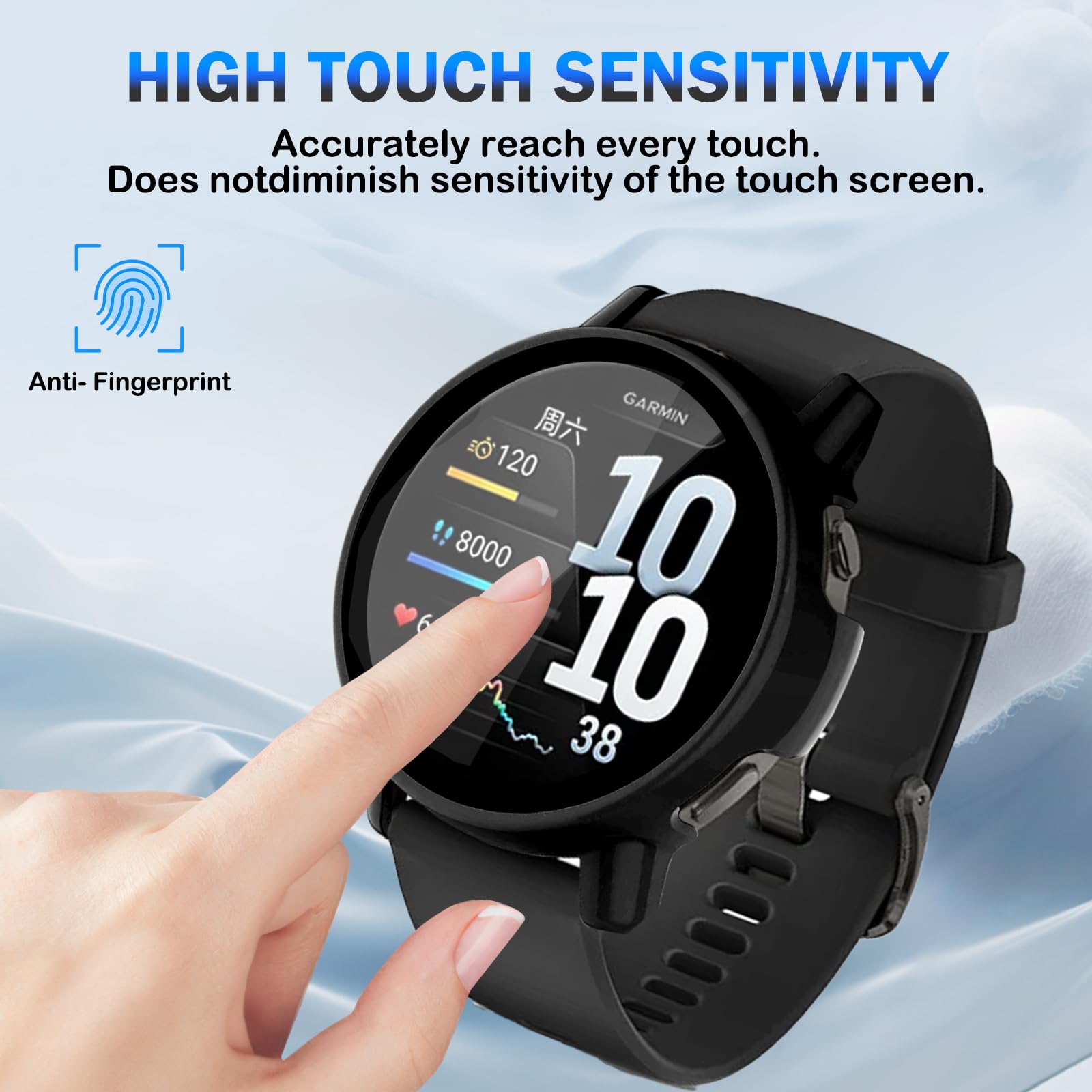 Etui ochronne na ekran smartwatcha Garmin Venu 4 45 mm, pełne pokrycie HD, ultracienkie, odporne na zarysowania, wtyczka przeciwpyłowa + twardy PC ochronny z wbudowaną folią hartowaną (czarne)