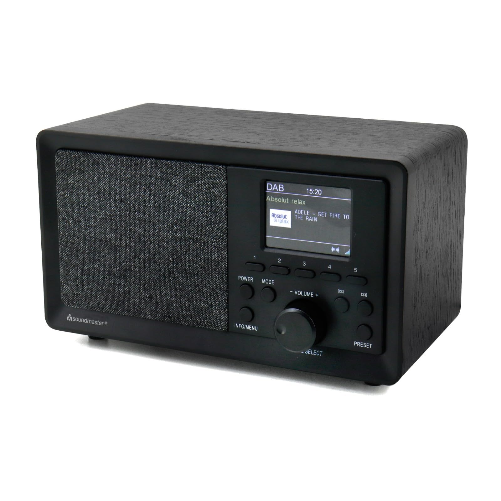 soundmaster DAB350SW - Radio da tavolo DAB+, FM, USB, con altoparlante, funzione sveglia, colore: Nero