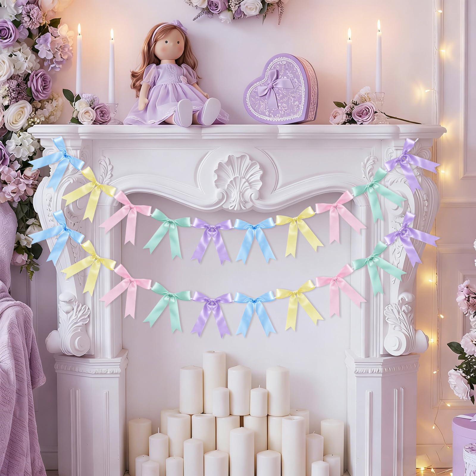 Photo 1 of NatNarr Pastel Bow Garland Banner (2 Pcs)