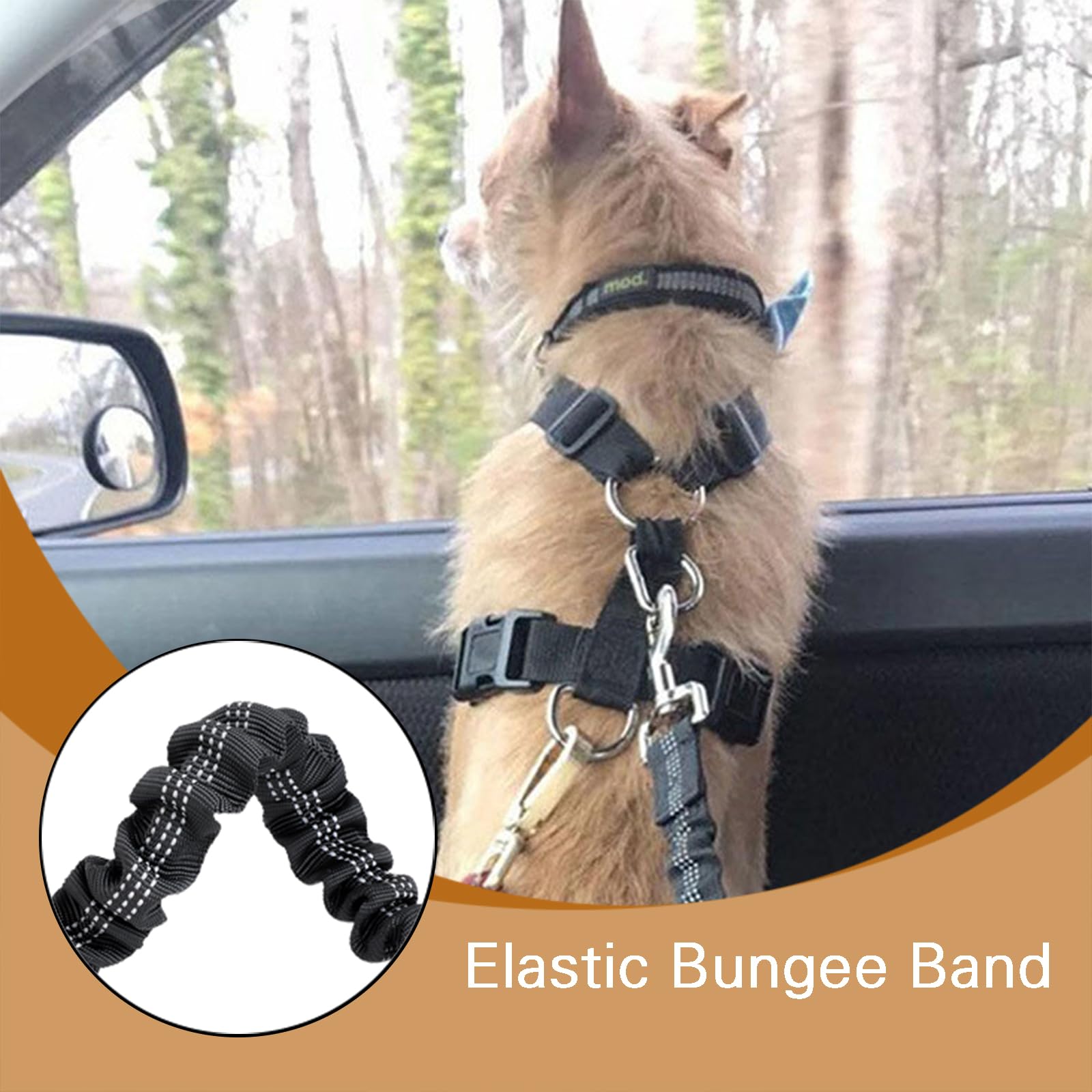 Lot de 2 Voiture Ceinture Chien Voiture, Harnais Voiture pour Chiens en Nylon Elastique, Laisse Chien Voiture Réglable avec Absorption, pour Tout Type de Voiture, pour Tous Les Chiens