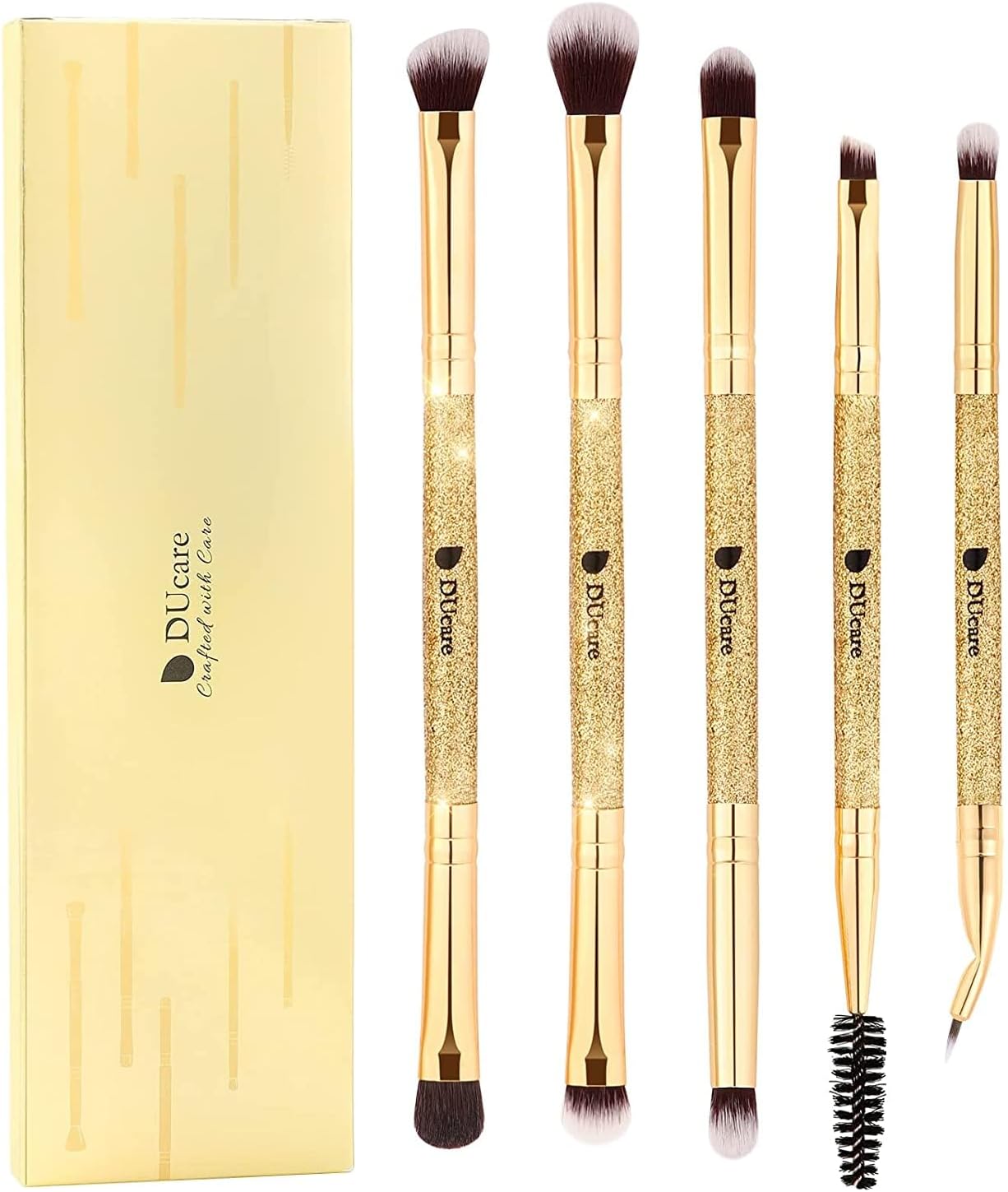DUcare Eyeshadow Brushes 5pcs Double Sided Eyebrow Brush Makeup Brushes with Soft Synthetic Hairs Double Ended Eyeshadow Brush Set for Eyeshadow, Eyebrow, Eyeliner, Blending