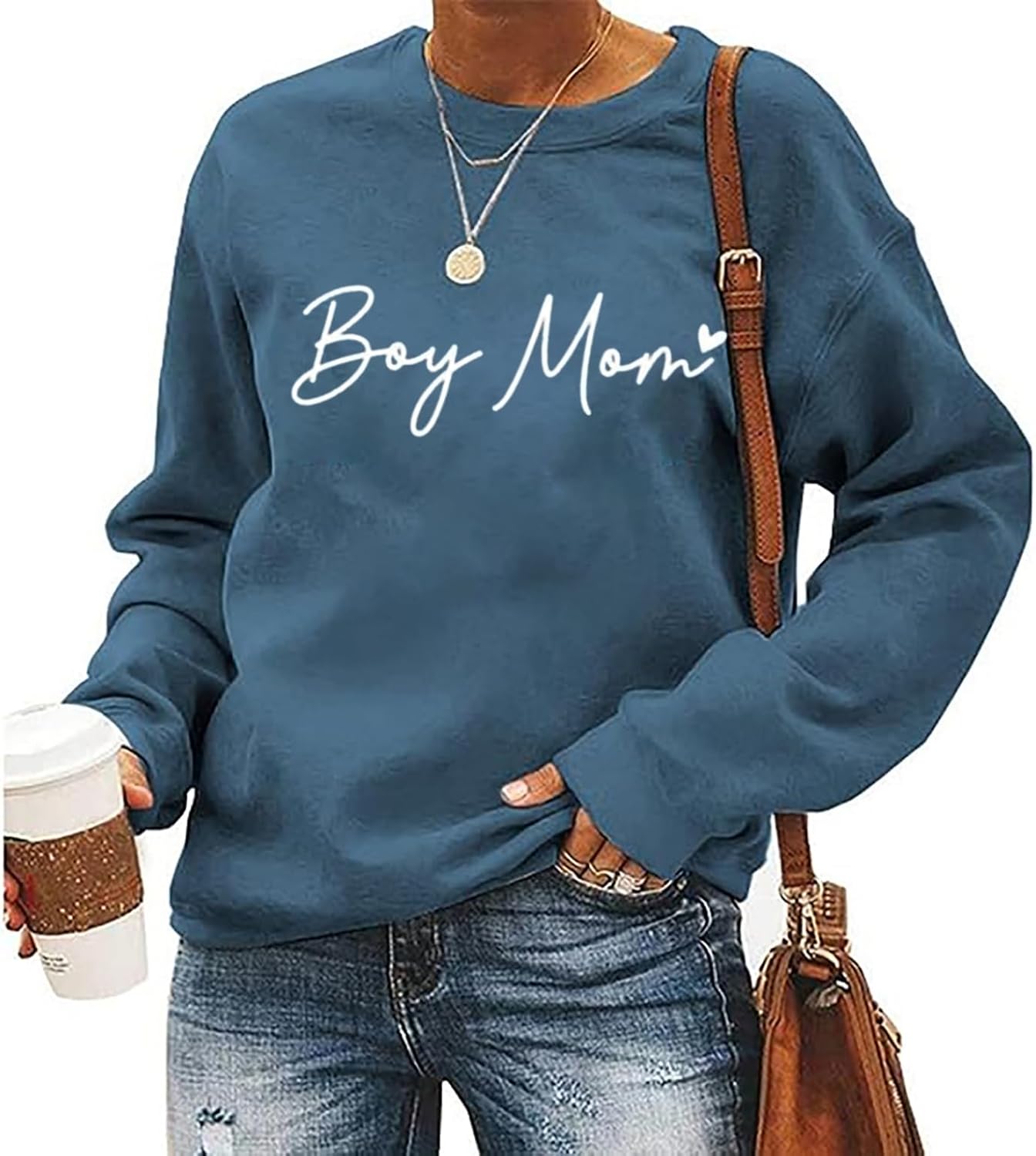 Life is Better with My Boys Sweatshirt for Women Boy Mom Letter Print Graphic Pullover Mom Life Casual Crewneck Tops - Image 2