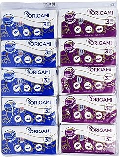 Origami 3 Ply Pocket Hanky Tissue Paper - Pack of 20 (10 Pulls Per Roll, 200 Sheets) Price in India