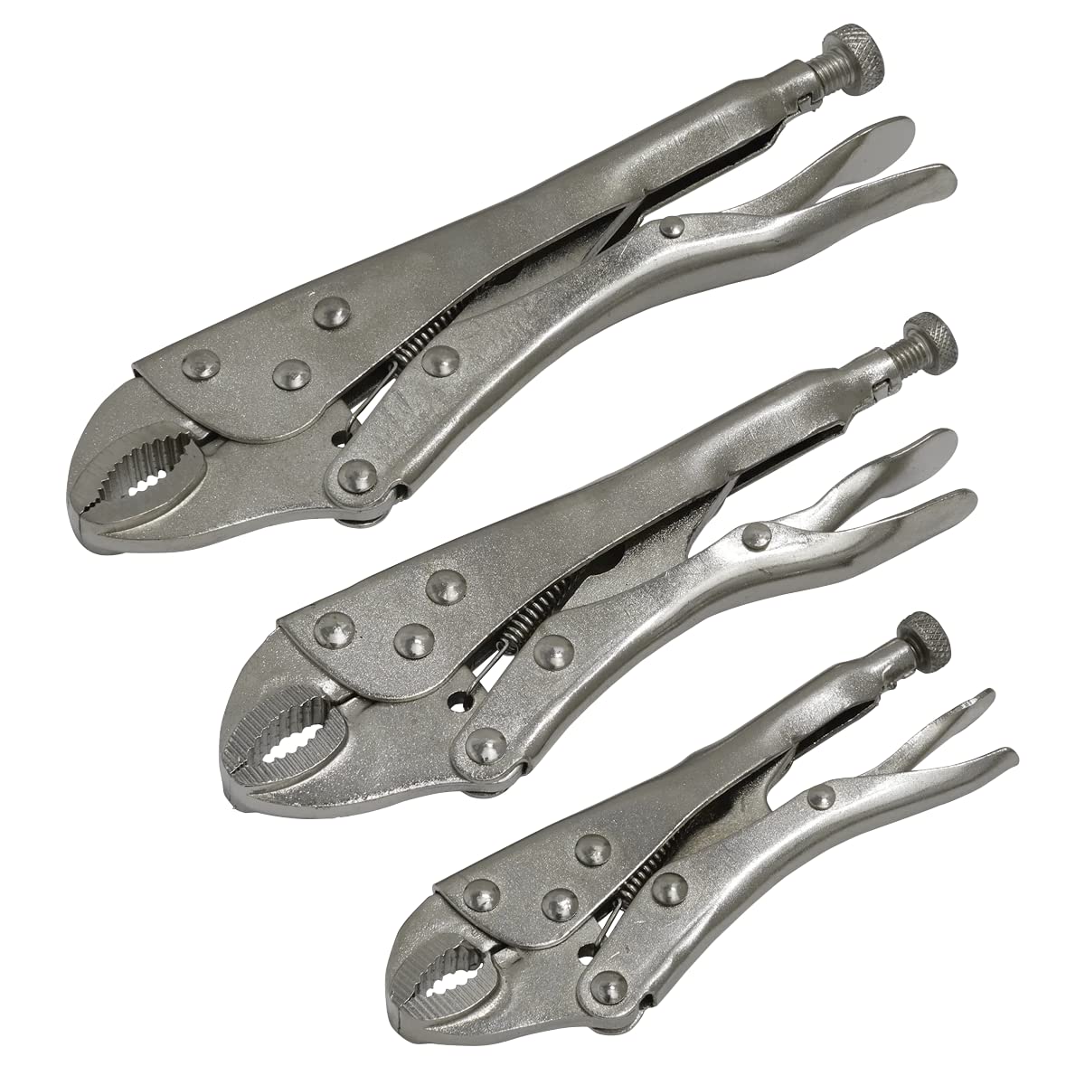 Sealey S0463 3 Piece Locking Pliers Set 125mm 175mm 215mm