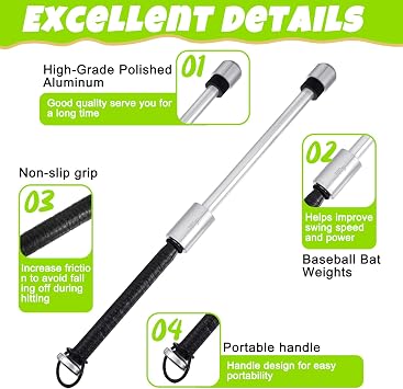 Hicarer Baseball Softball Swing Training Baseball Swing Trainer Bat Base Ball Softball Bat Training Aid for Youth Improve Hitting Flexibility Swing Mechanics and Balance