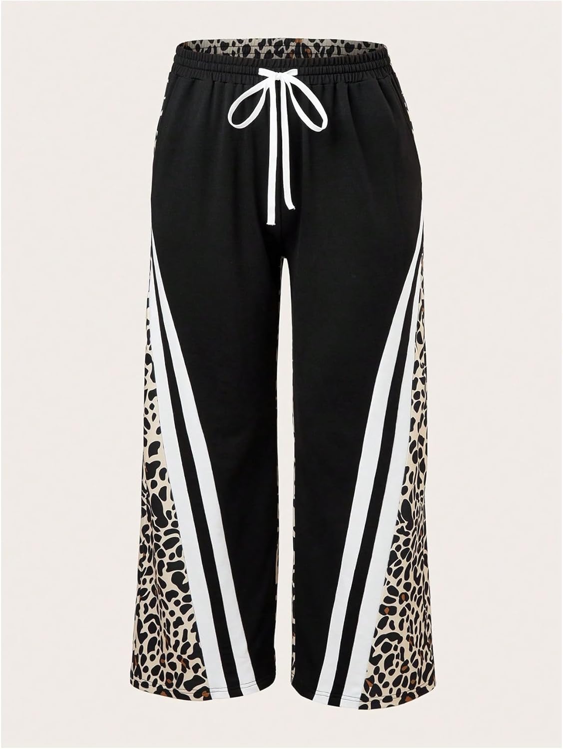 Verdusa Women's Wide Leg Pants Y2K Leopard Striped Sweatpants Baggy Trousers Parachute Track Pants - Image 2