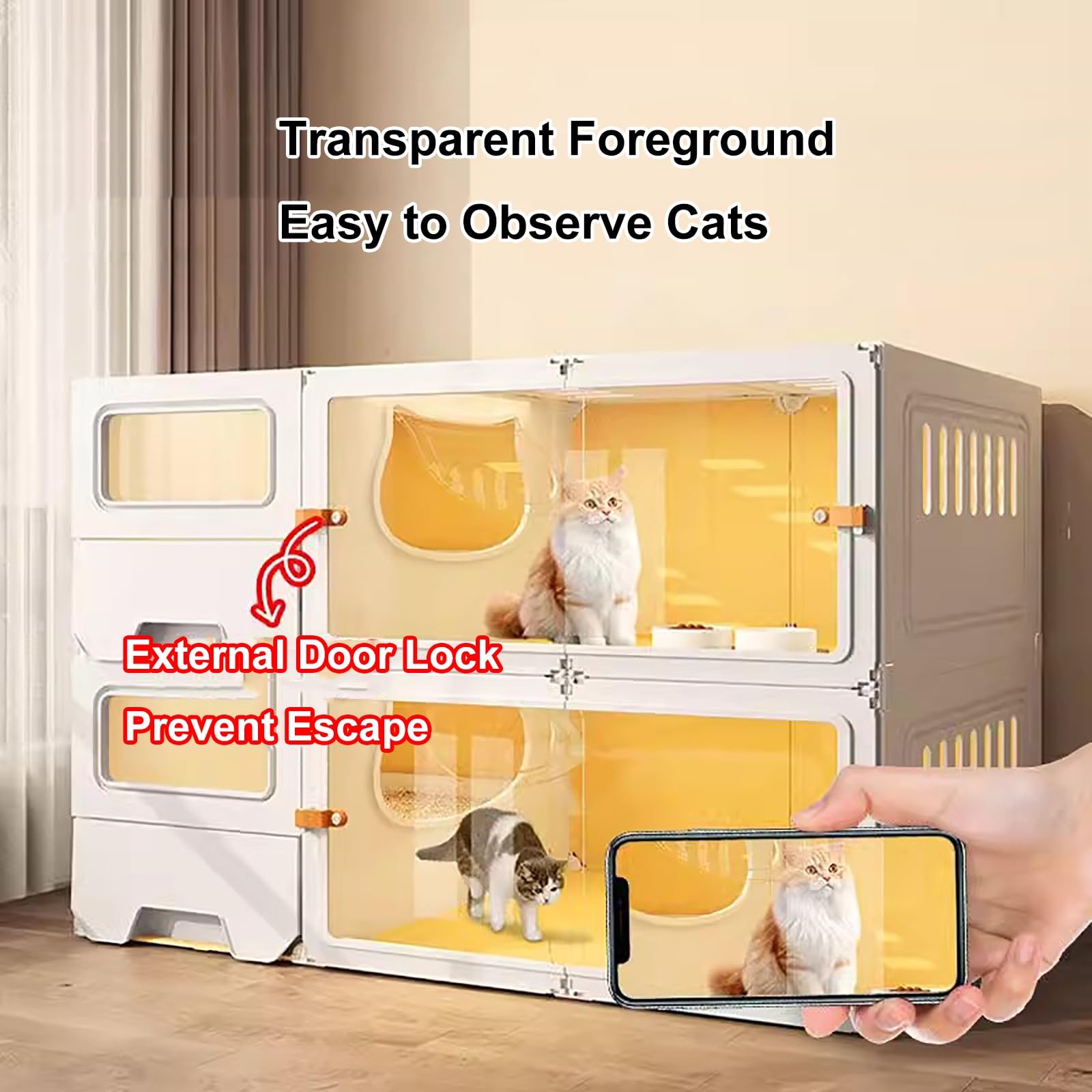 Amazon.co.jp: WXXSHGDW 猫 ケージ 屋内 トイレ付き 繁殖猫用囲い 猫用