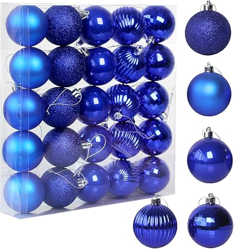 Adornos de bolas de Navidad, 5 acabados, bolas de Navidad decorativas, celebraciones, bodas, decoraciones de fiesta, 25 bolas colgantes para árbol