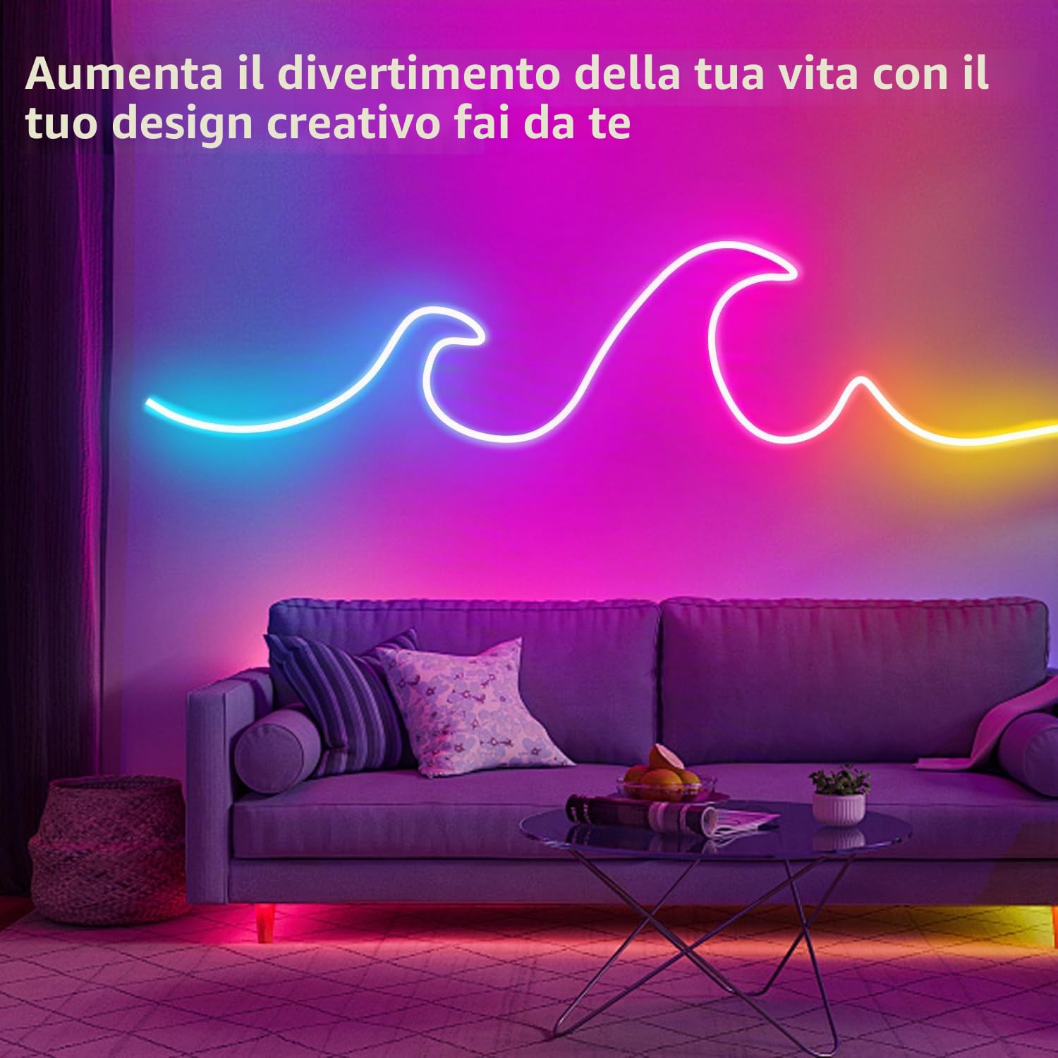 segrass Striscia LED al neon, DC 24 V, 40 m, RGB, telecomando tramite app, flessibile, impermeabile, per camera da letto, sala giochi, decorazione per esterni (2 rotoli da 20 m)