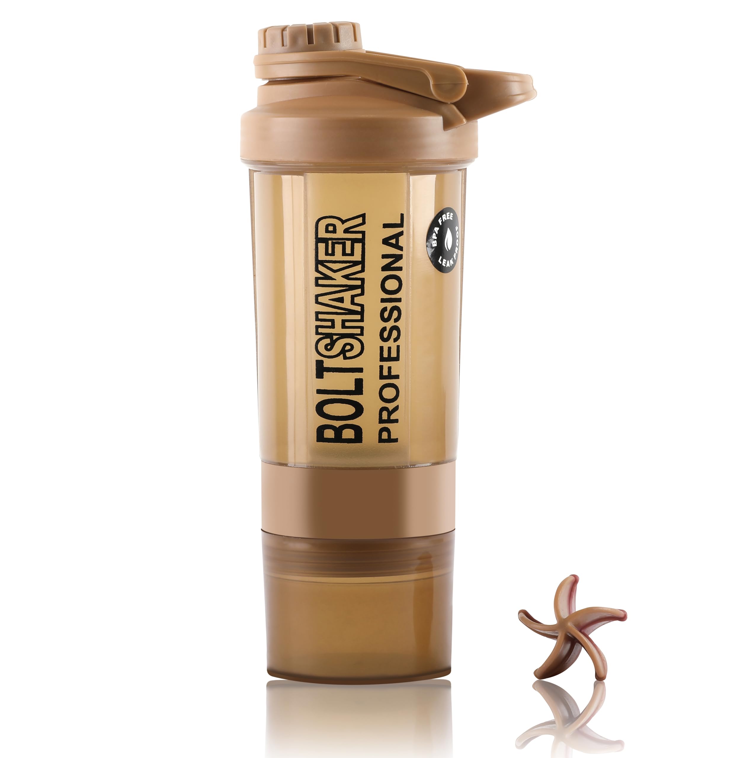 zyro bolt professional protein shaker bottle with 2 storage compartments -shaker for protein shake and gift for men & women bcaas & bpa free, 600 ml shaker bottle (color-multicolor,plastic,pack of 1)