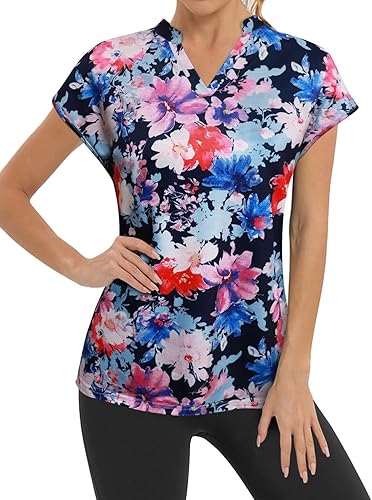 MISS FORTUNE Women's Golf Shirts Workout Tops Polo Short Sleeve V Neck Moisture Wicking Tennis Athletic Clothes