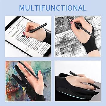 Drawing Gloves Drawing Artist for Graphic Tablet Artist Gloves Suitable for Right and Left Two Fingers Black M Pack of 2