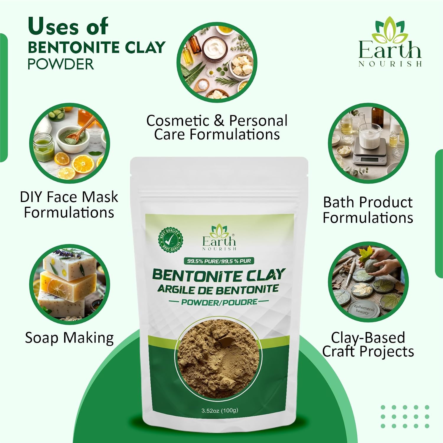 Bentonite Clay Powder – 100g / 3.52 Oz | Cosmetic Grade Natural Clay for DIY Face Masks, Body Masks, Soap Making & Personal Care Formulations image 5