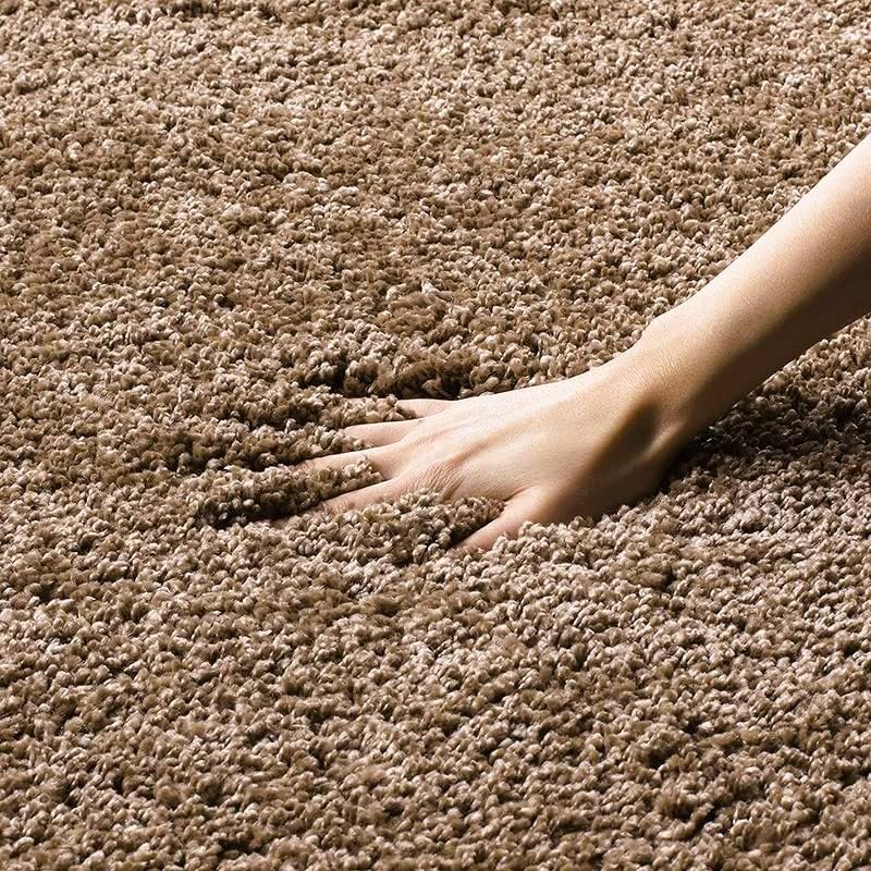 Image of Soft Fluffy Microfiber Bedside Runner for Bedroom | Mat for Kitchen | 2' x 5' Feet Rectangular | Colour: Beige | Thickness 1.5 Inches