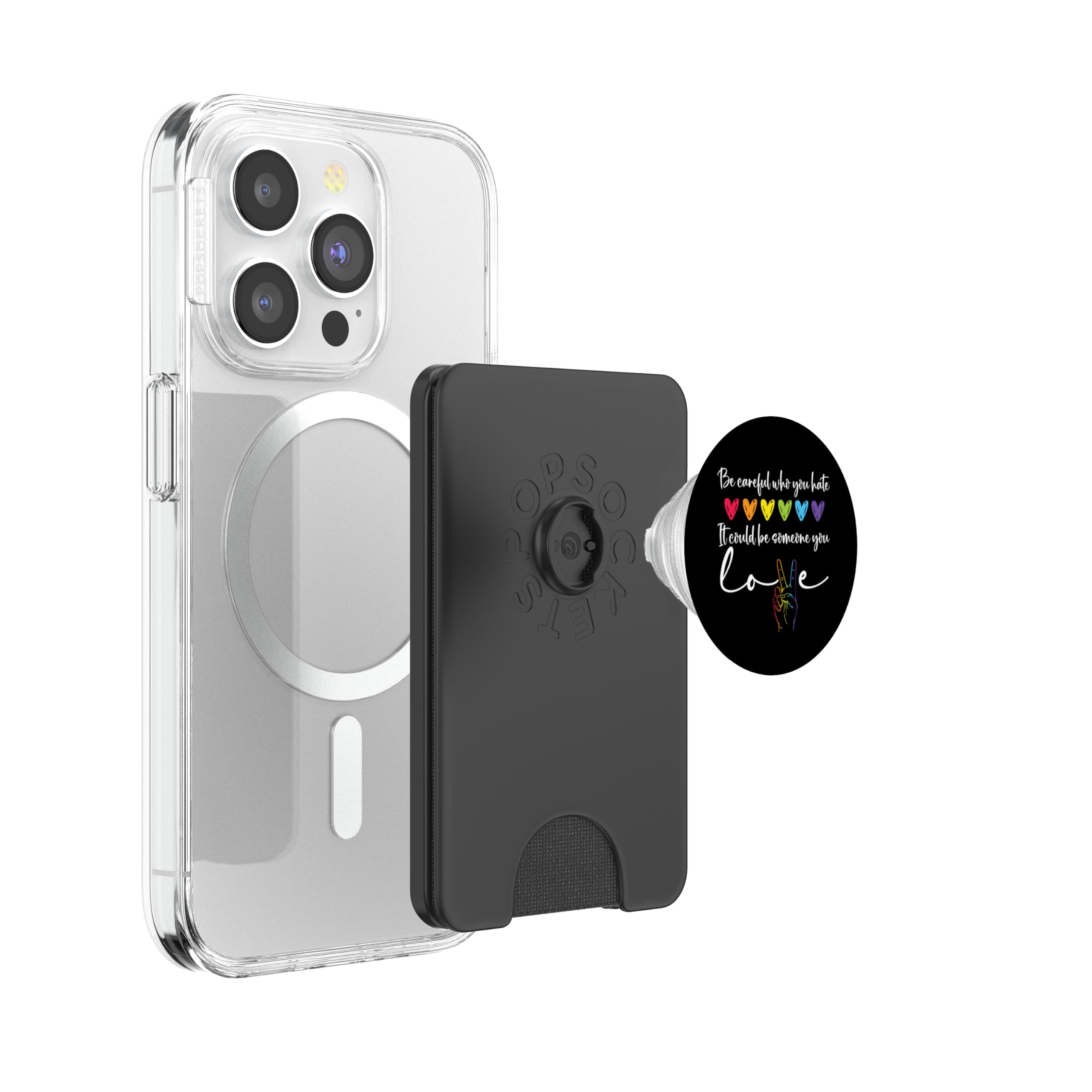 Pride Be Careful Who You Hate It Could Be Someone You Love PopSockets PopWallet for MagSafe, Black - Image 3