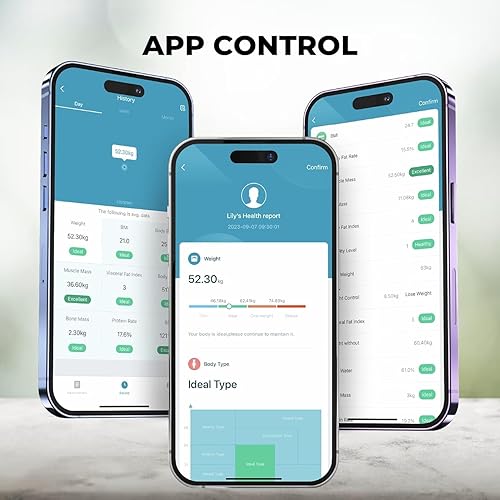 Miniatura 3 de Osprey - Báscula inteligente para peso corporal y grasa, báscula de baño 18 analizador de composición corporal sincronizado con la aplicación,