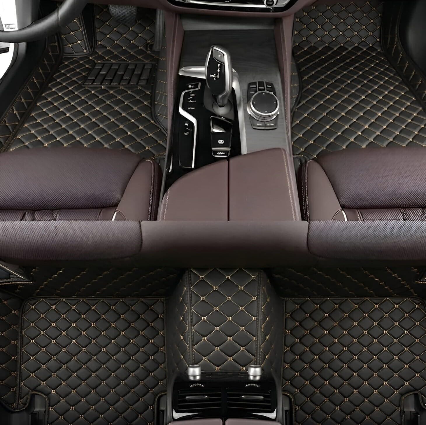 まっち 7D Car Floor Mat for Honda City ZX | Black with Gold | Car Floor