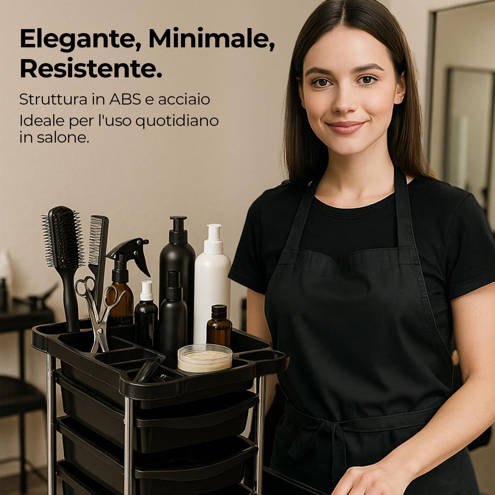 Altéax Carrello Parrucchiere Professionale con 6 Livelli e 5 Cassetti Estraibili - Carrello Estetista - Carrello per Parrucchieri 1pz. Accessori non Inclusi - Carrello Barbiere - Carrello Portaoggetti