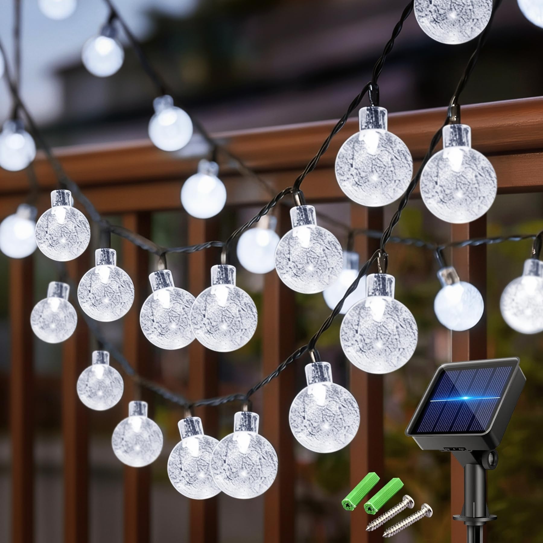 Laihur Cool White Solar String Lights Outdoor Garden, 50Led 7M/23Ft Garden Solar Lights Outdoor Waterproof, 8 Mode Outdoor/Indoor Fairy Lights With Timer For Garden Patio Yard Home Party Wedding (Cool White)