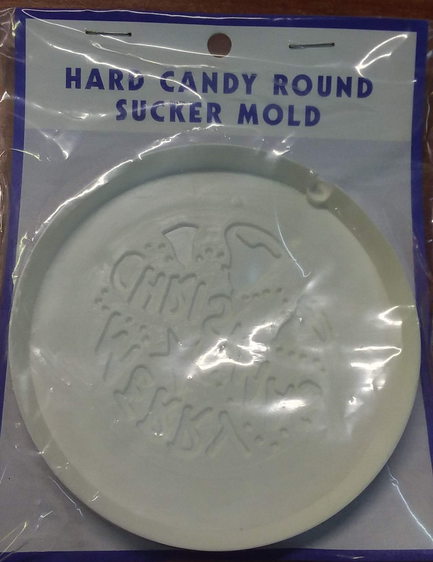 Ervan Guttman"Merry Christmas" Hard Candy Round Four Inch White Sucker Mold