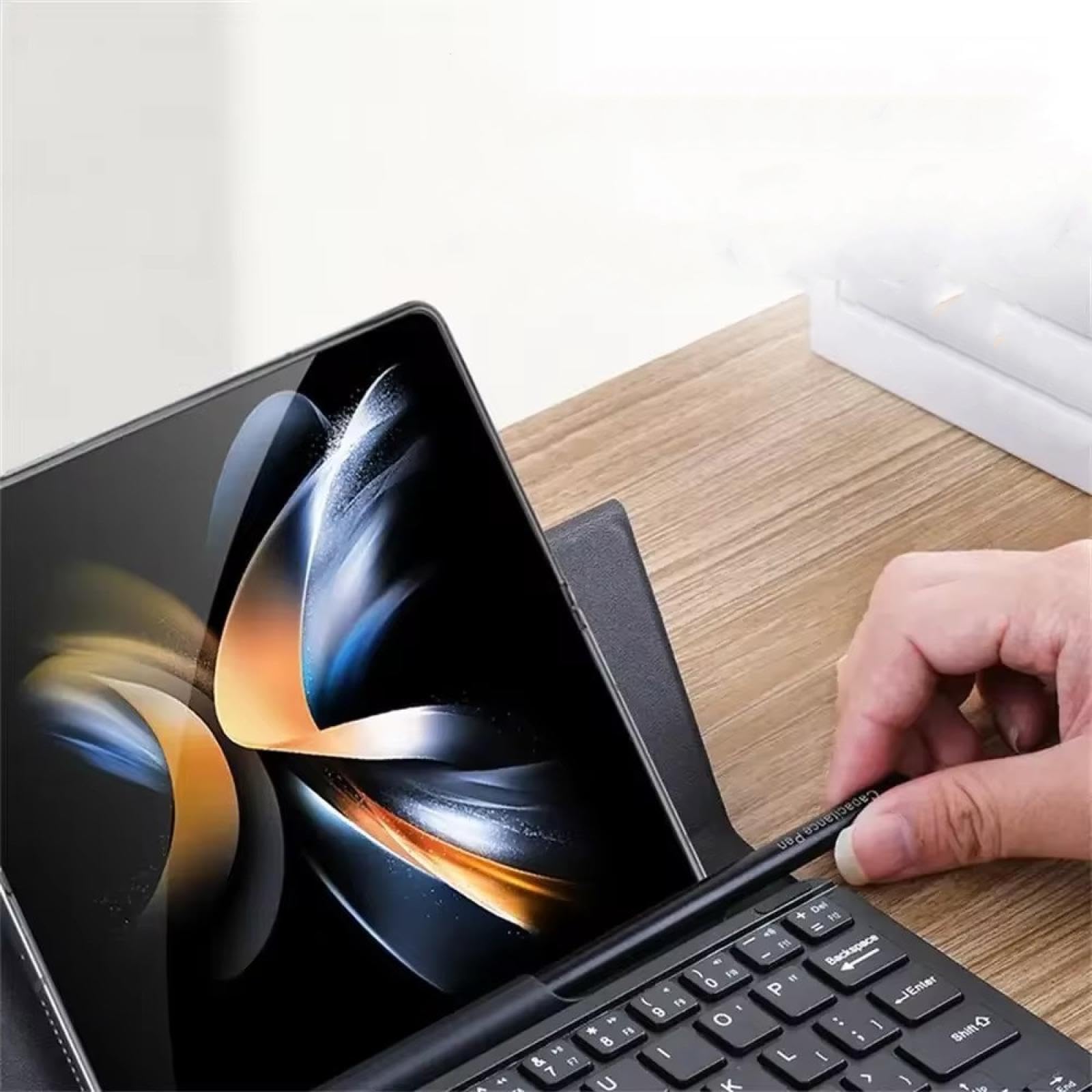 Etui z klawiaturą dzieloną do Samsung Galaxy Z Fold6 Fold 6 5 4 3 2 1 Magnetyczna skórzana podstawka pod klawiaturę z miejscem na rysik (do Samsung Z Fold 5/Carbon grain)