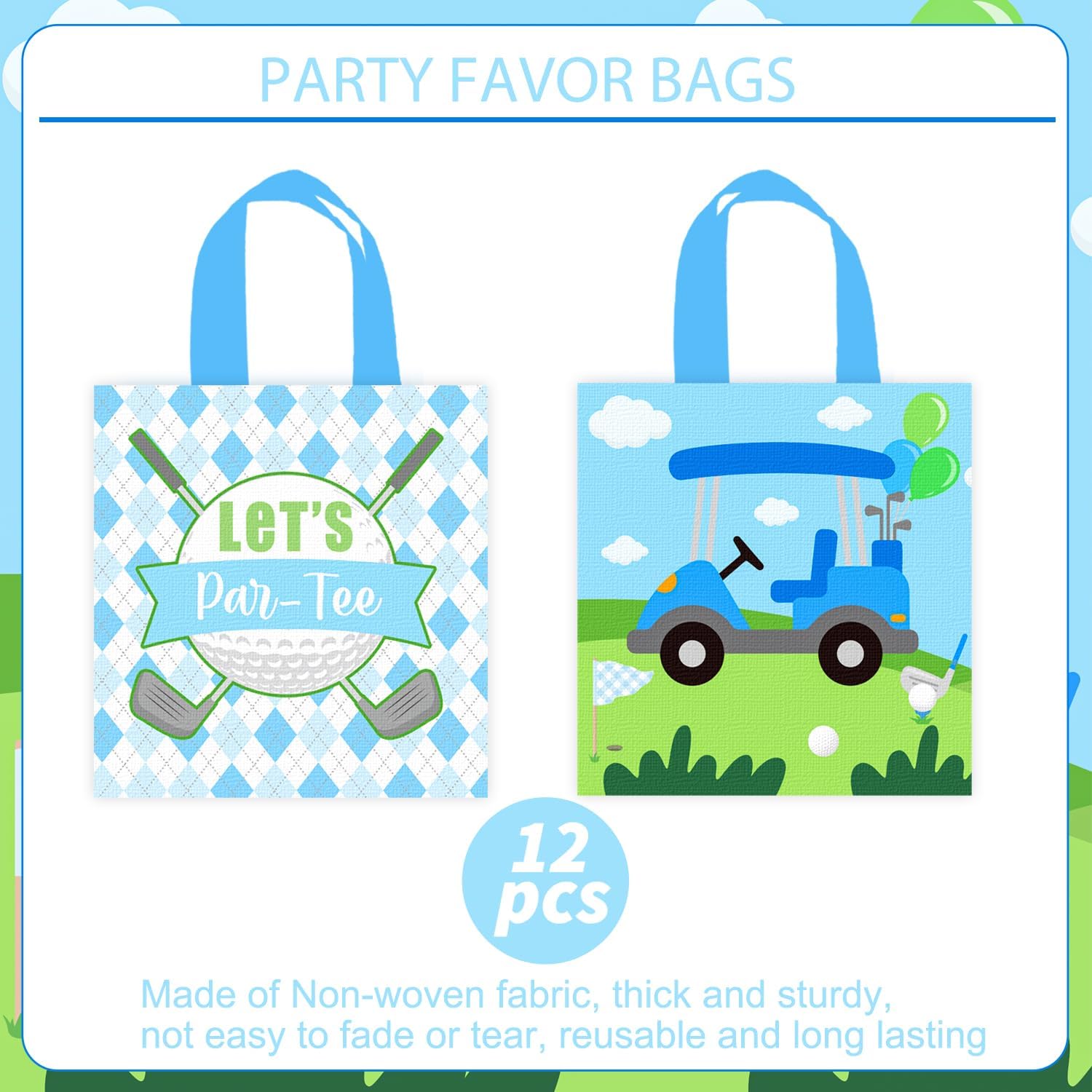 12PCS Golf Party Treat Bags Golf Birthday Party Supplies Golf Themed Favor Bags Non-woven Pink Golf Ball Candy Gift Bag with Handles for Let's Par-tee Retirement Baby Shower Decor - Image 3