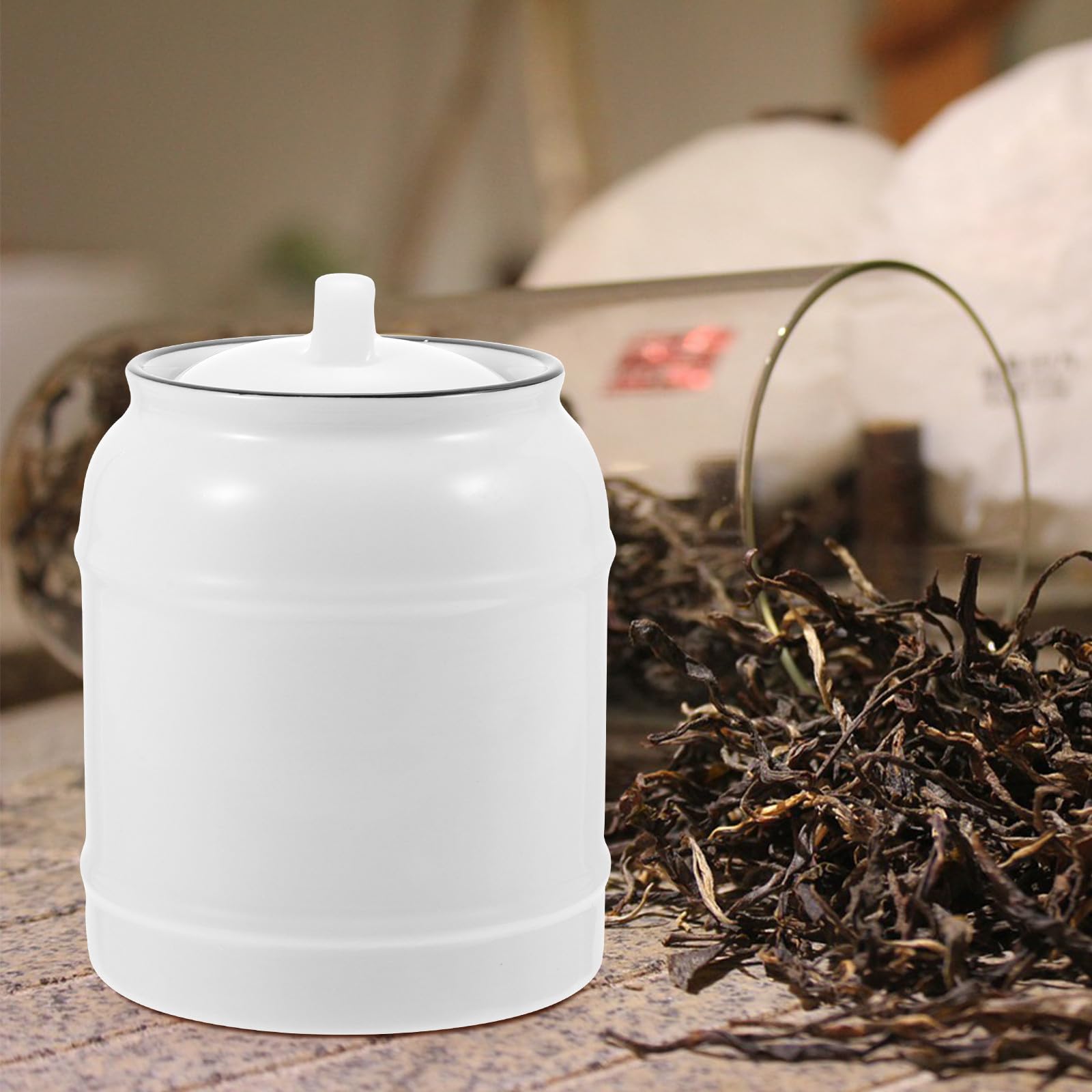 Abaodam Tarro de Almacenamiento Sellado de Cerámica Blanco para Conservar Alimentos Tapa Hermética y Diseño Decorativo para Decorar Tu Hogar