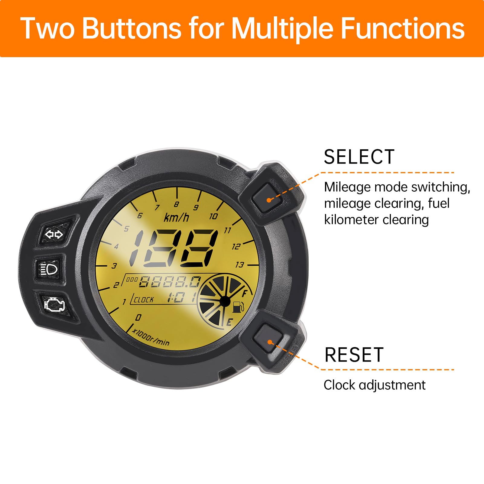 Compteur Vitesse Moto Universel Numérique LCD - Tachymètre, Odomètre, Jauge Essence Multifonction