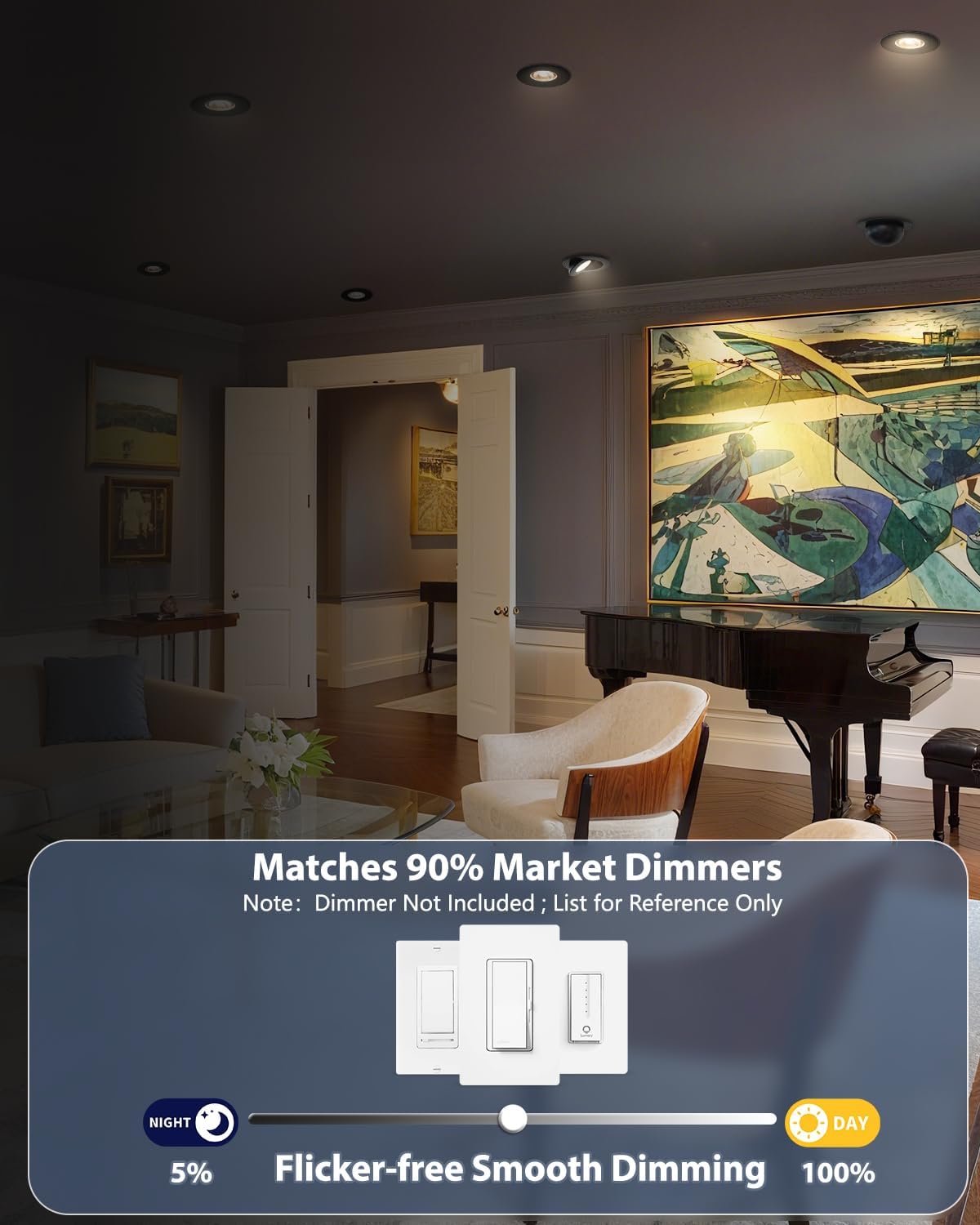 Aosclex 4 Inch 5CCT Gimbal LED Recessed Lighting with Jbox, 360°+90° Adjustable Directional Recessed Lights, 2700K-5000K Selectable, Dimmable Eyeball Canless Lights, 10W 980LM, ETL (Black, 6 Pack)