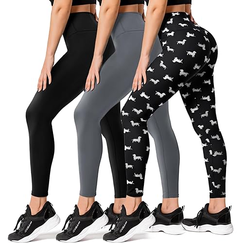 FULLSOFT 3 Pack Leggings for Women High Waisted Soft Black Yoga Pants for Workout Athletic Running Reg & Plus Size