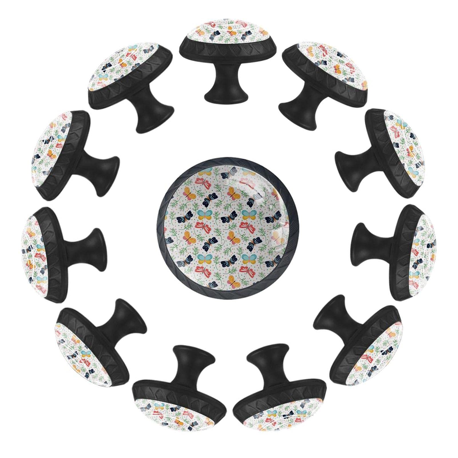 Boutons de tiroir vintage papillons ronds 35 mm pour meuble et commode