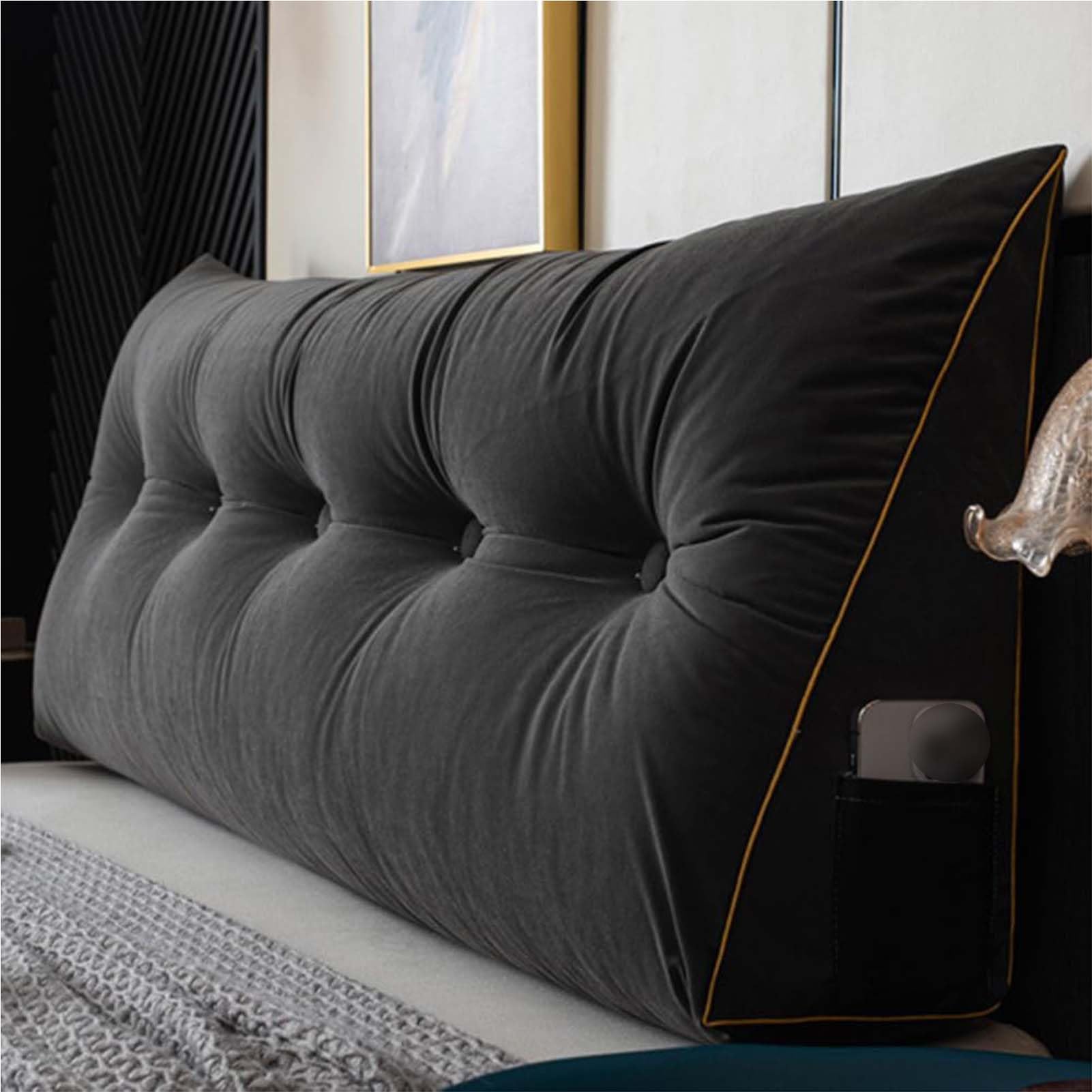 Backrest Bolster Comfortable Wedge Pillow Large Lumbar Support Cushion for Bed Headboard Sofa Multicolor Back Positioning Backrest Soft Reading Pillow,C,100 * 50 * 20CM