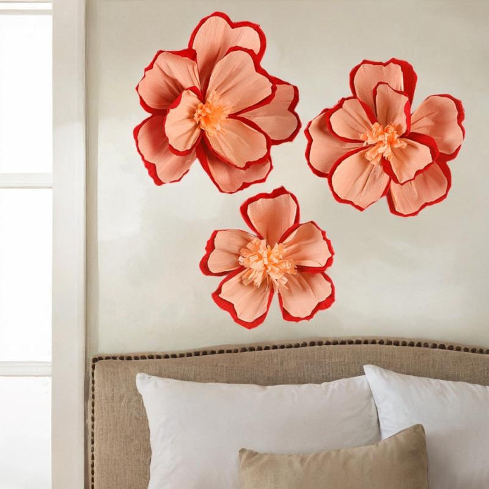 Tachiuwa 3X Tissue Paper Flowers Wedding Decoration Handcraft Versatile Romantic 3D Wall Decor Crepe Paper Flowers for Office Bedroom