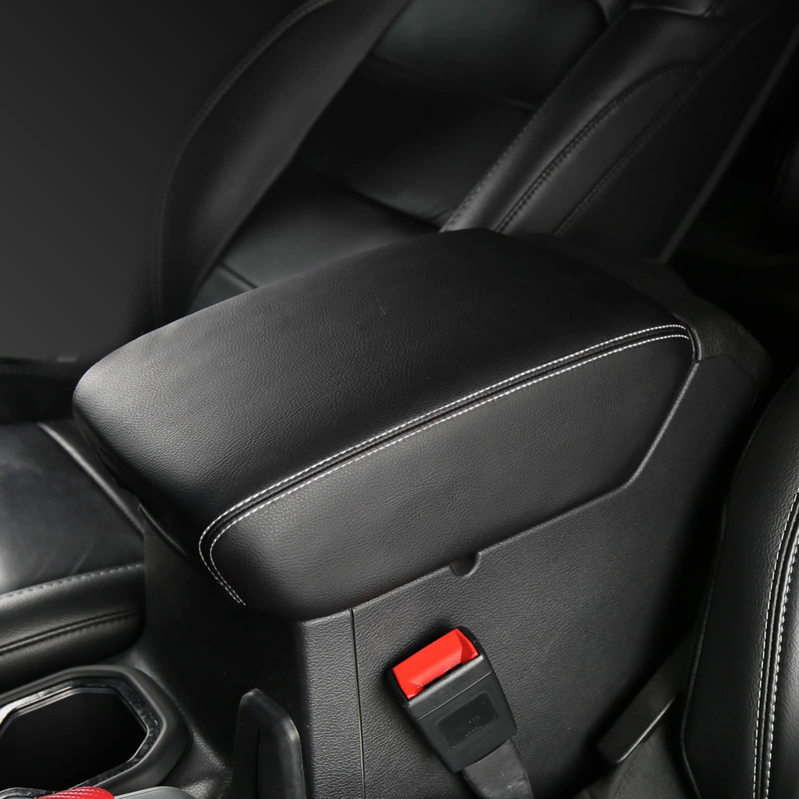 CZCGYDY Center Console Cover for Jeep Wrangler JL/JLU 2018-2023 and Jeep Gladiator JT Truck 2020-2023 Accessories Waterproof Leather Organizer Protector Cushion Armrest Pad for Car, Black