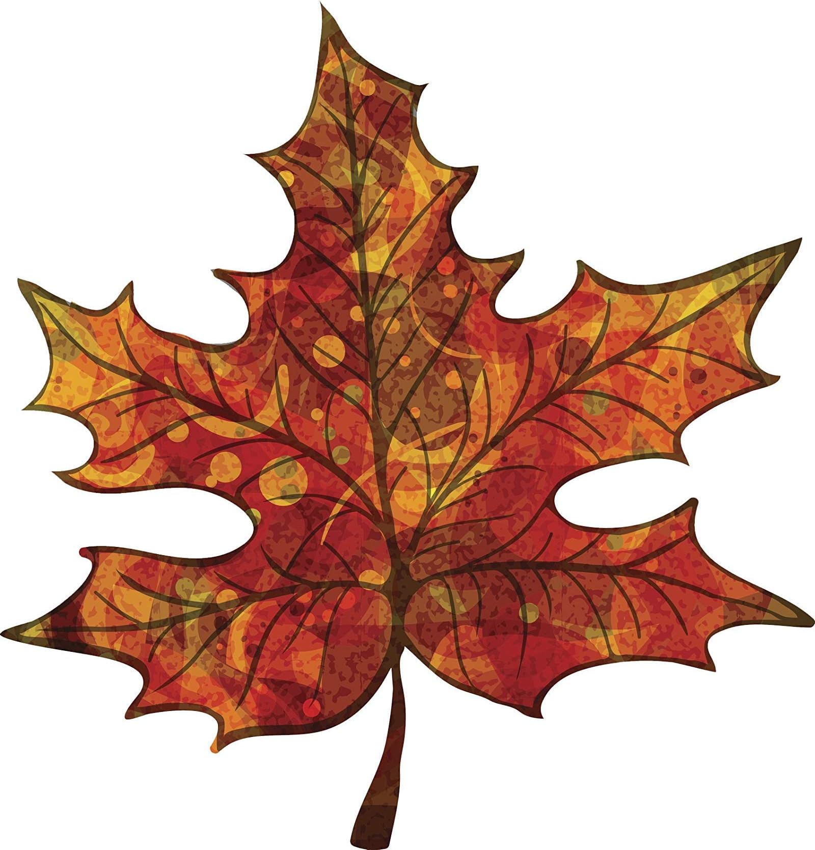 Pretty Fall Autumn Pumpkin Colored Maple Leaf Vinyl Decal Bumper Sticker (4" Wide)
