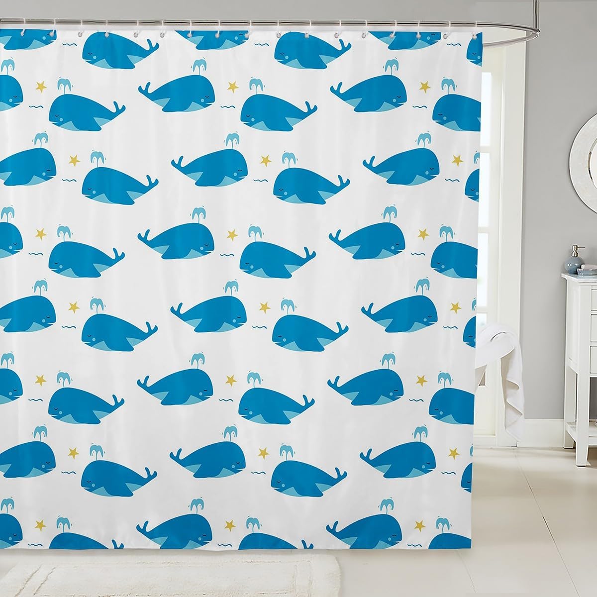 jejeloiu Retro Surfboard Shower Curtain for Bathroom Decor 72"x78" Kids Beach Palm Tree Bath Curtain for Boys Girls Teens Surfing Bathroom Accessories Coastal Car Waterproof Fabric,12 Hooks Suits