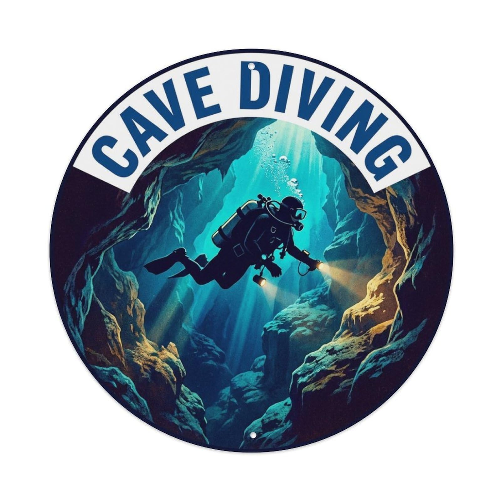 Cave Diving Extreme Sports Vintage Illustration Metal Tin Sign