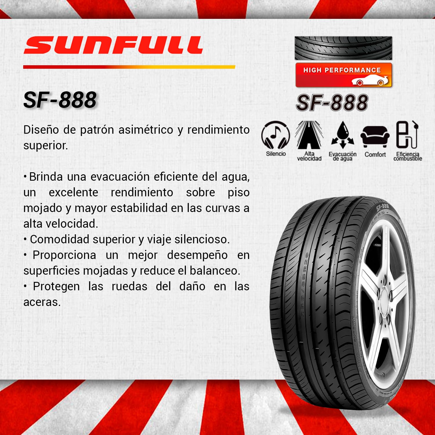 SUNFULL SF-888 4 Llantas 235/35R19 91W : Amazon.com.mx: Automotriz