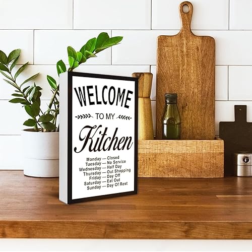 Miniatura 6 de Letrero de madera con texto en inglés "Welcome to My Cook", divertido letrero de madera para cocina, comedor, encimera, estantes, decoración de