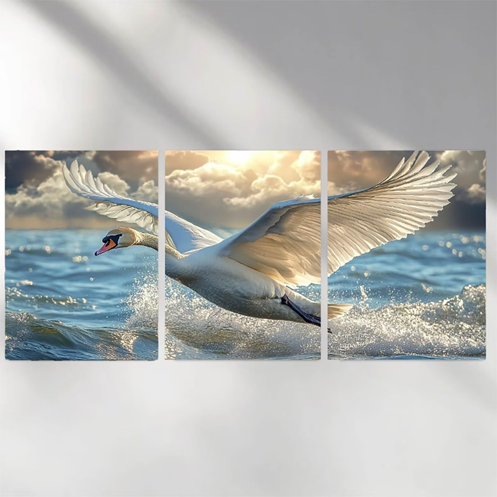 3 Pezzi Diamond Painting per Adulti Cigno 5D Diamond Painting Crystal Art Ricamo Quadrato Ala per Principianti Adulti, Arredamento per la Casa Decorazioni da Parete 50x75cm a-6497