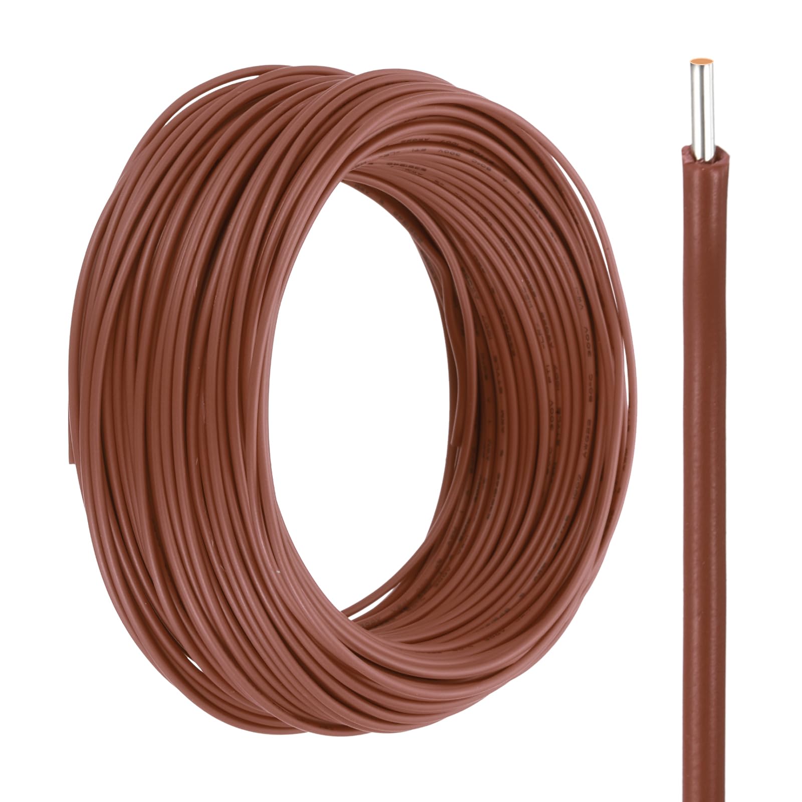 sourcing map UL1007 Solid Core Wire, 30 Gauge 100FT 300V 30 AWG Electrical Wire Tinned Copper PVC 80 Degree High Temp Internal Wiring for Fixed Installations, Appliances, Brown — image 1