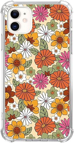 Miniatura 1 de Funda de flores retro hippie compatible con iPhone 11, diseño de flores sonrientes coloridas y llamativas para iPhone 11 para adolescentes, hombres