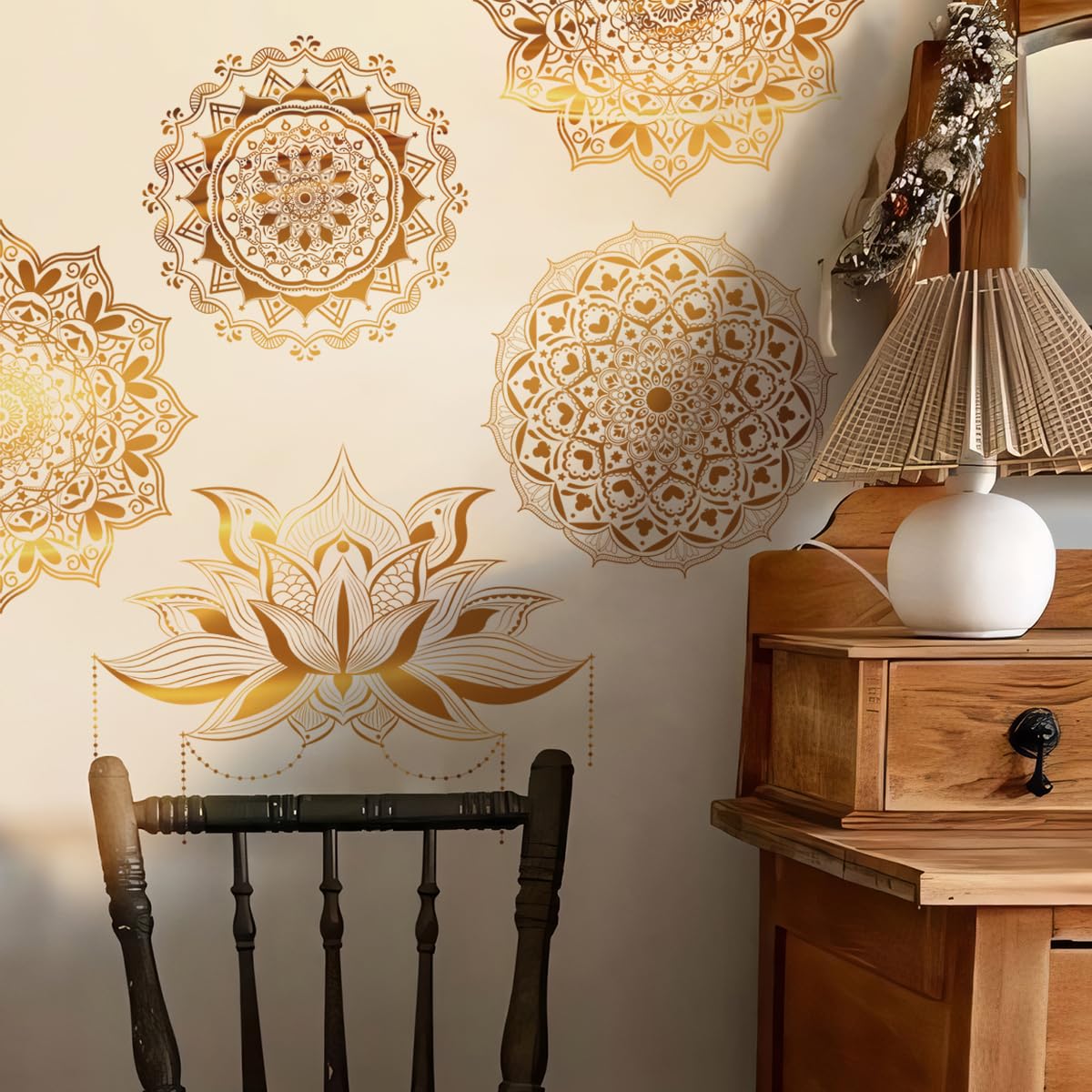 Grandora W5590 - Sticker mural décoratif pour salon - Motif mandala - Noir - 38 x 19 cm (l x H) - Style bohème - Couloir - Yoga Grandora W5590 - Sticker mural décoratif pour salon - Motif mandala - Noir - 38 x 19 cm (l x H) - Style bohème - Couloir - Yoga