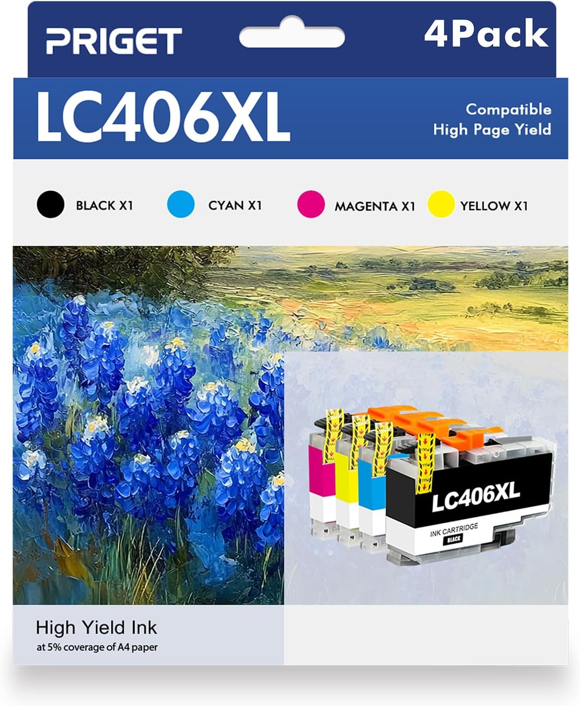 LC406 LC406XL Ink Cartridges Combo Pack Compatible Replacement for Brother LC406-XL Ink Cartridges MFC-J4335DW MFC-J5855DW MFC-J6955DW MFC-J4335DW Printer (Black/Cyan/Magenta/Yellow, 4 Pack)
