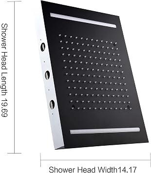 LightInTheBox Contemporary Rain Shower Head LED Rectangular Shower Head Stainless steel Overhead Rainfall Massage LED Top Sprayer