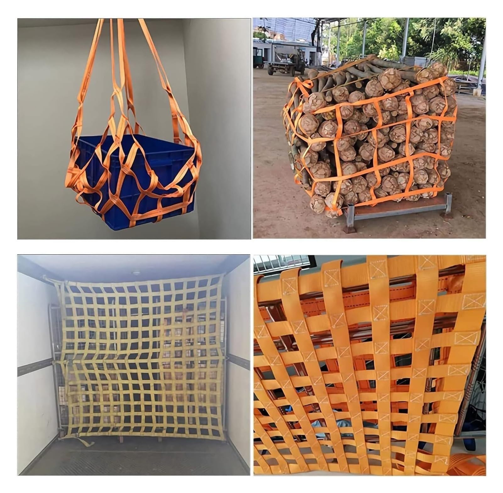 Rete di Sollevamento per carichi Pesanti - capacità da 0,3 a 3,5 tonnellate, 1,5x1,5 m, Maglia da 10 cm, Cinghie e Borse Resistenti, Perfetta per Il Trasporto Sicuro e la movimentazione di c